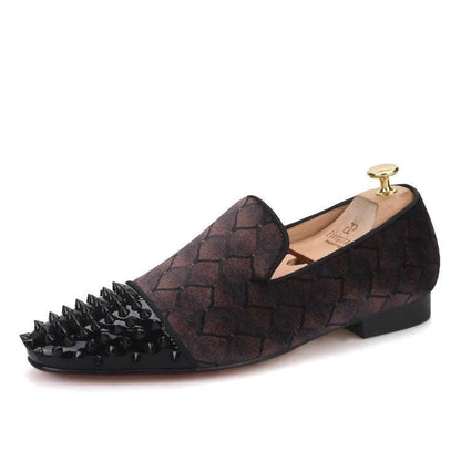 Patchwork Velvet Loafers - Men Shoes -Guocali