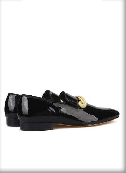 Patent Leather Men Loafers with Gold Rope - Men Shoes -Guocali