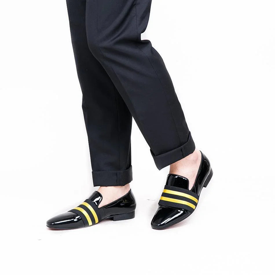 Patent Leather Men Loafers With Ribbon - Men Shoes -Guocali