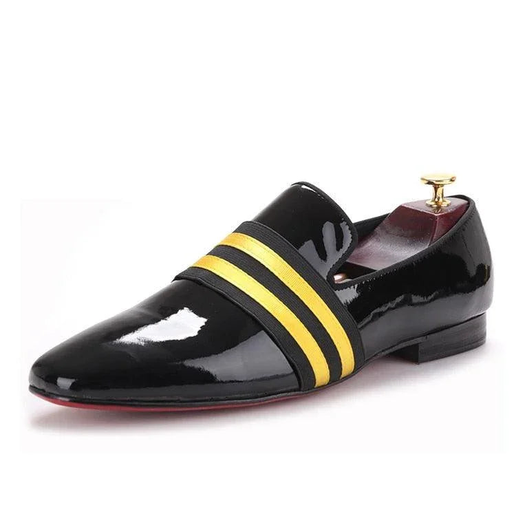 Patent Leather Men Loafers With Ribbon - Men Shoes -Guocali