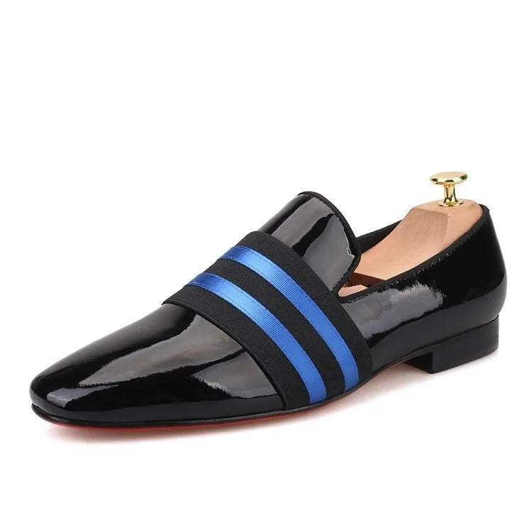 Patent Leather Men Loafers With Ribbon - Men Shoes -Guocali