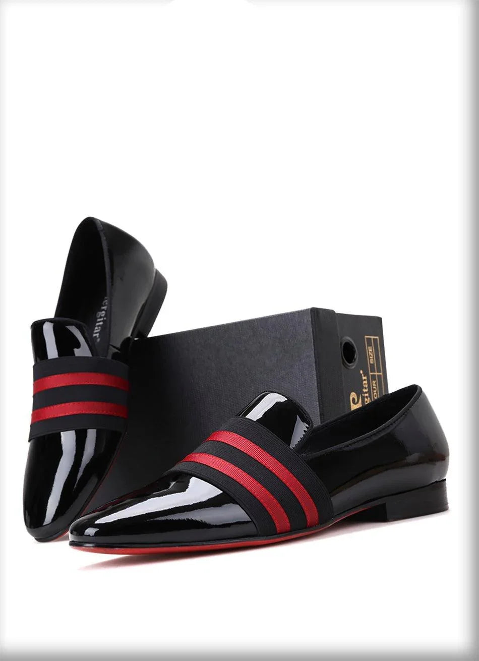 Patent Leather Men Loafers With Ribbon - Men Shoes -Guocali