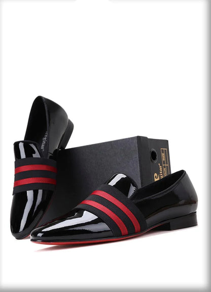 Patent Leather Men Loafers With Ribbon - Men Shoes -Guocali
