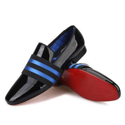 Patent Leather Men Loafers With Ribbon - Men Shoes -Guocali