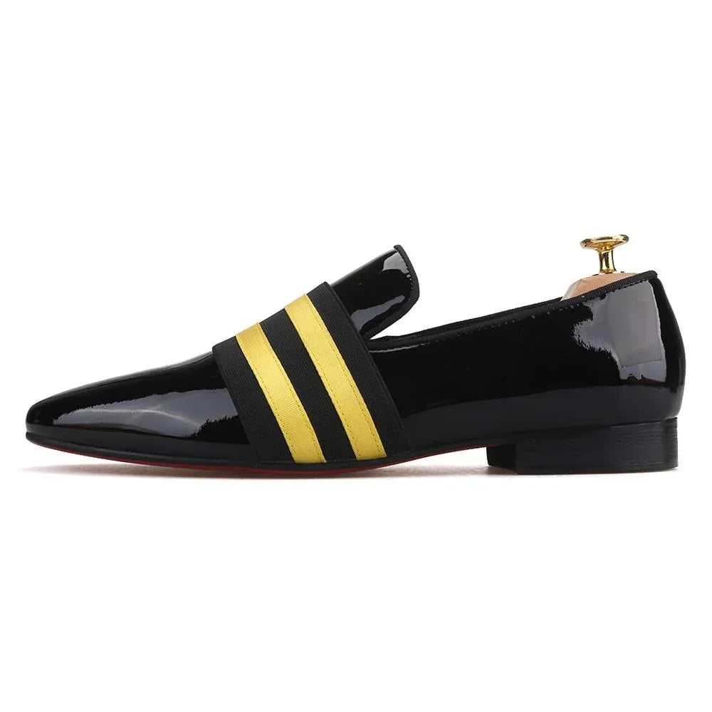 Patent Leather Men Loafers With Ribbon - Men Shoes -Guocali