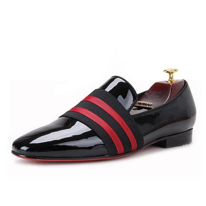 Patent Leather Men Loafers With Ribbon - Men Shoes -Guocali