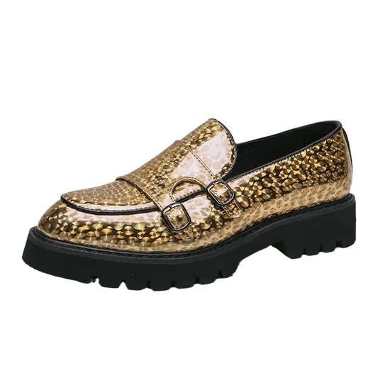 Patent Leather Monk Strap Loafers -Guocali