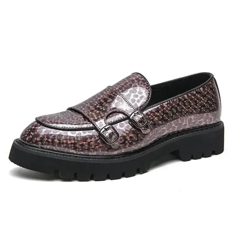 Patent Leather Monk Strap Loafers -Guocali