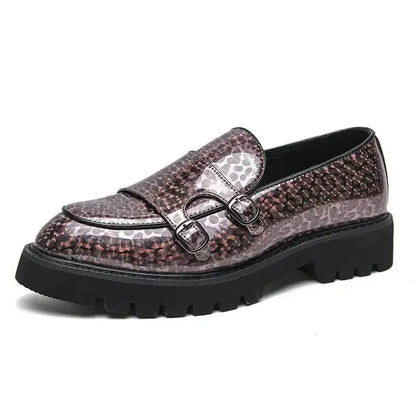 Patent Leather Monk Strap Loafers -Guocali