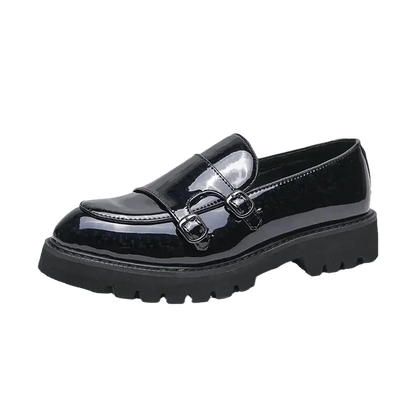 Patent Leather Monk Strap Loafers -Guocali