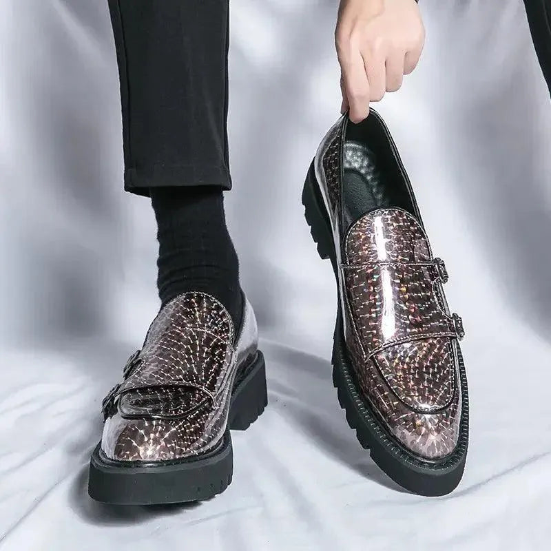 Patent Leather Monk Strap Loafers -Guocali