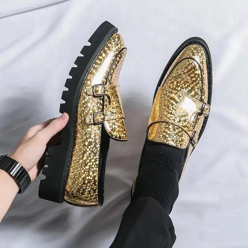 Patent Leather Monk Strap Loafers -Guocali