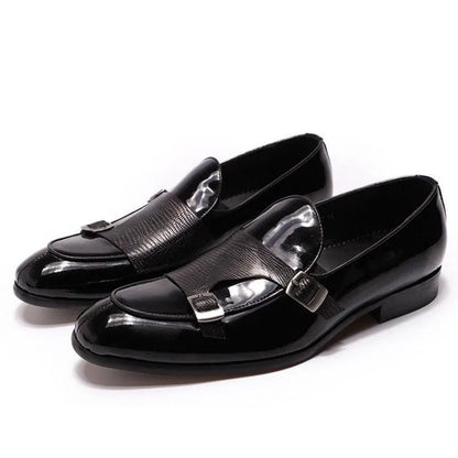 Patent Leather Monk Strap Men Loafers -Guocali