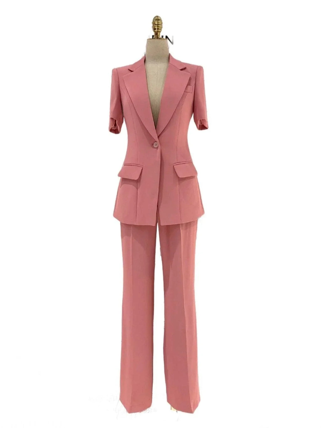 Chic Women's Pant Suit - Solid One-Button