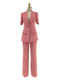 Chic Women's Pant Suit - Solid One-Button