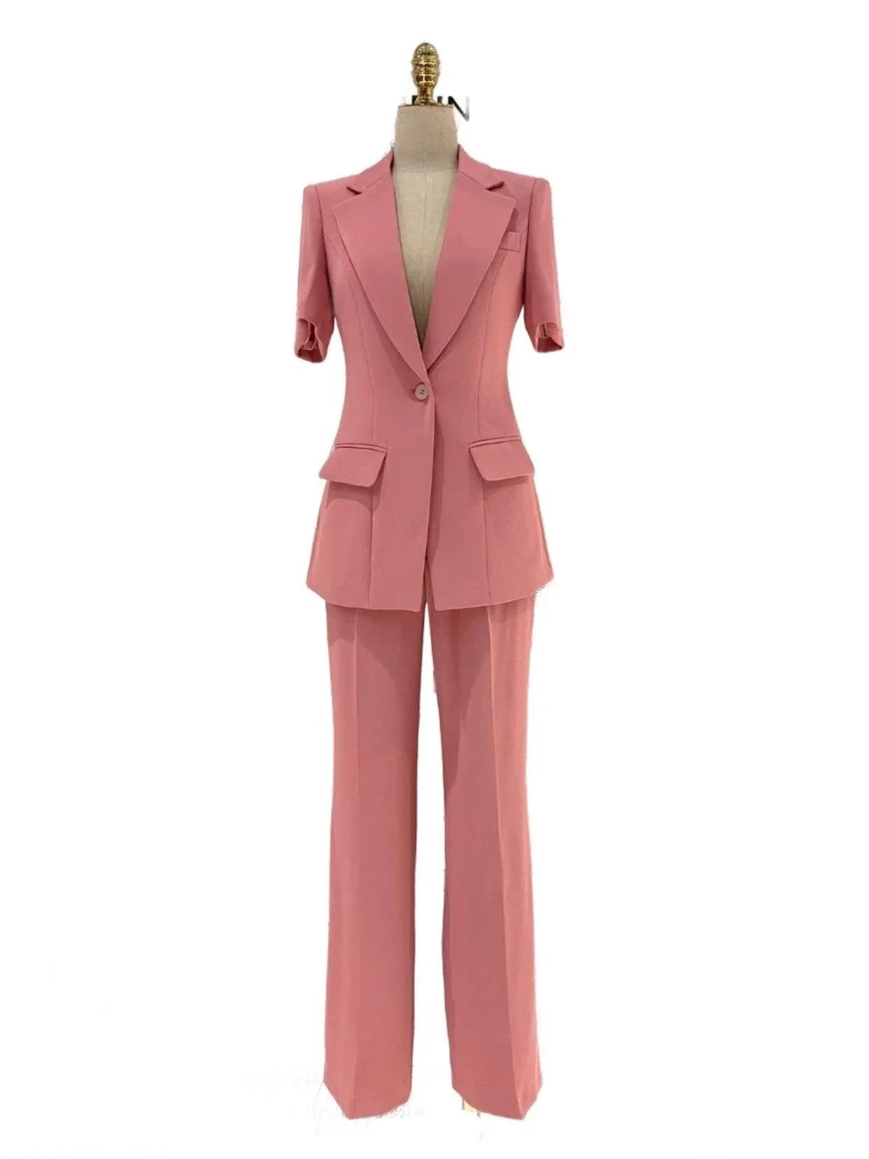 Chic Women's Pant Suit - Solid One-Button