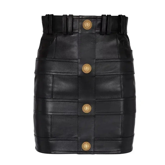 Plaid Mini Skirt - Women Leather Skirt -Guocali