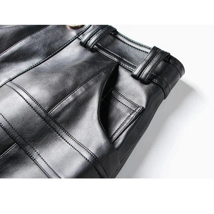 Plaid Mini Skirt - Women Leather Skirt -Guocali