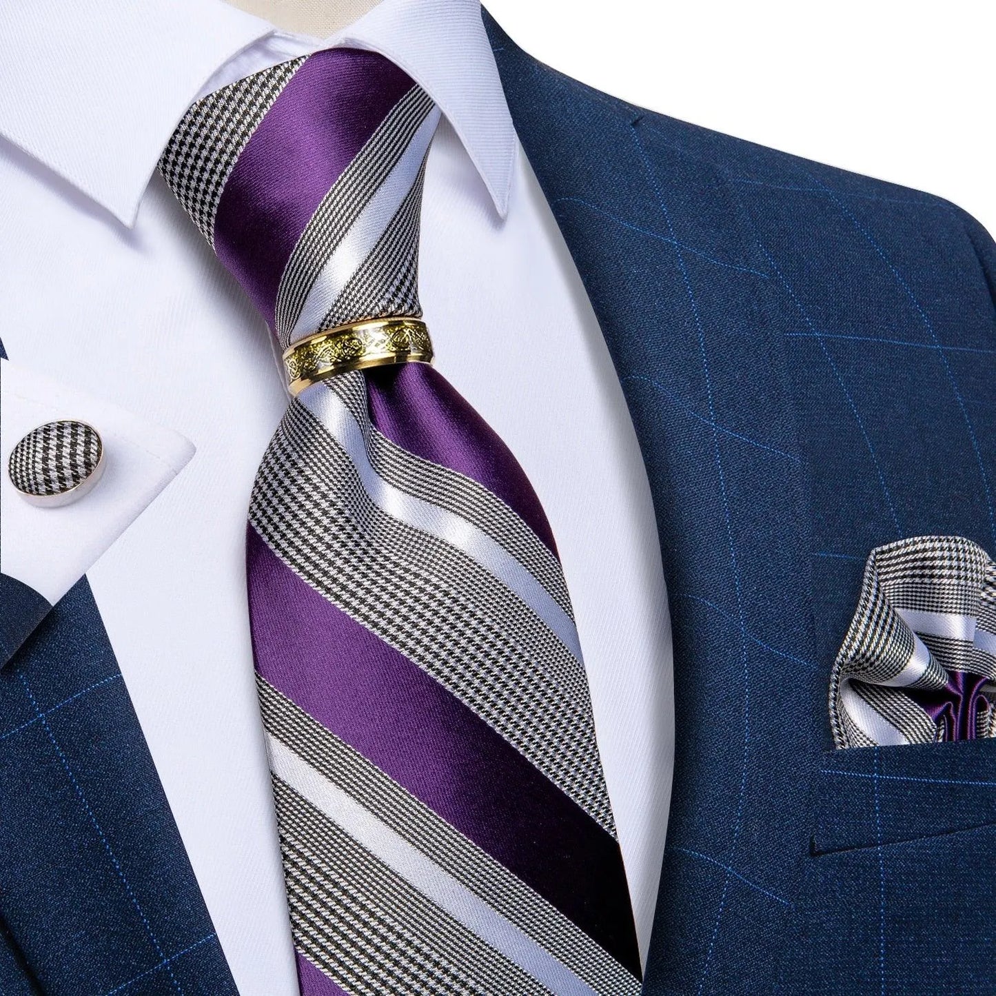 Plaid Silk Necktie Set -Guocali