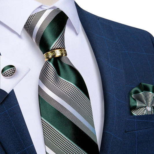 Plaid Silk Necktie Set -Guocali