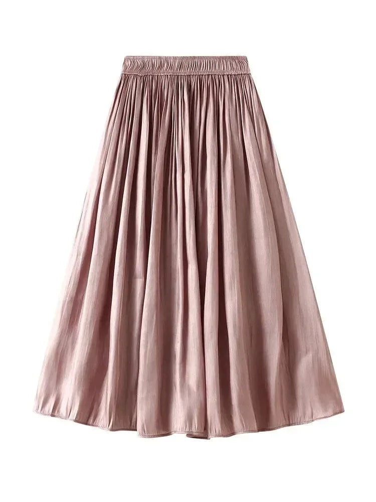 Pleated Skirt Women Fairy Style - Elastic Midi Women Skirt