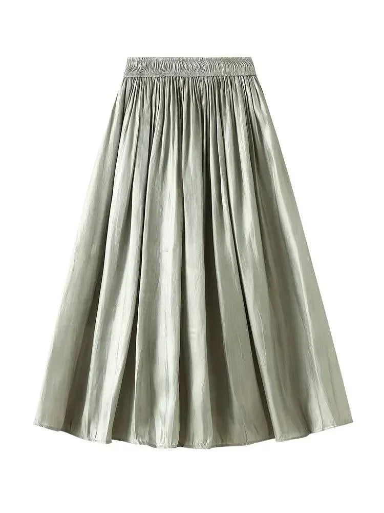 Pleated Skirt Women Fairy Style - Elastic Midi Women Skirt
