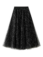 Pleated Skirt Women Sequin Mesh - High Waist Maxi Women Skirt