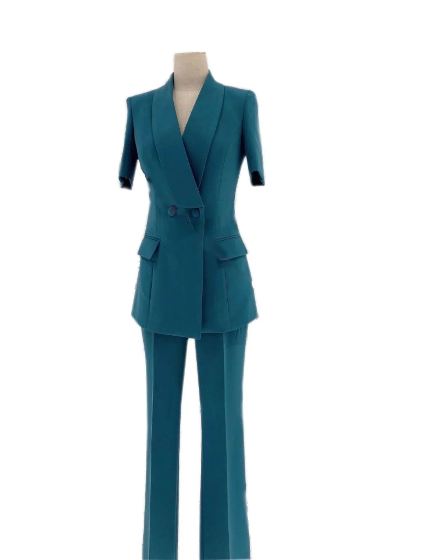 Professional Women's Pant Suit - Solid Zipper