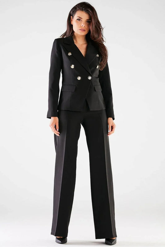Professional Women Wide-Leg Pants – High-Rise Stretch -Guocali