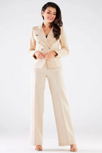 Professional Women Wide-Leg Pants – High Rise Zipper Front -Guocali