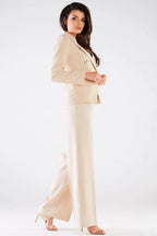 Professional Women Wide-Leg Pants – High Rise Zipper Front -Guocali