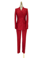 Elegant Women's Pant Suit - Solid Button
