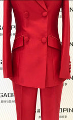 Elegant Women's Pant Suit - Solid Button