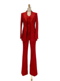 Chic Women's Pant Suit - Solid Single-Breasted