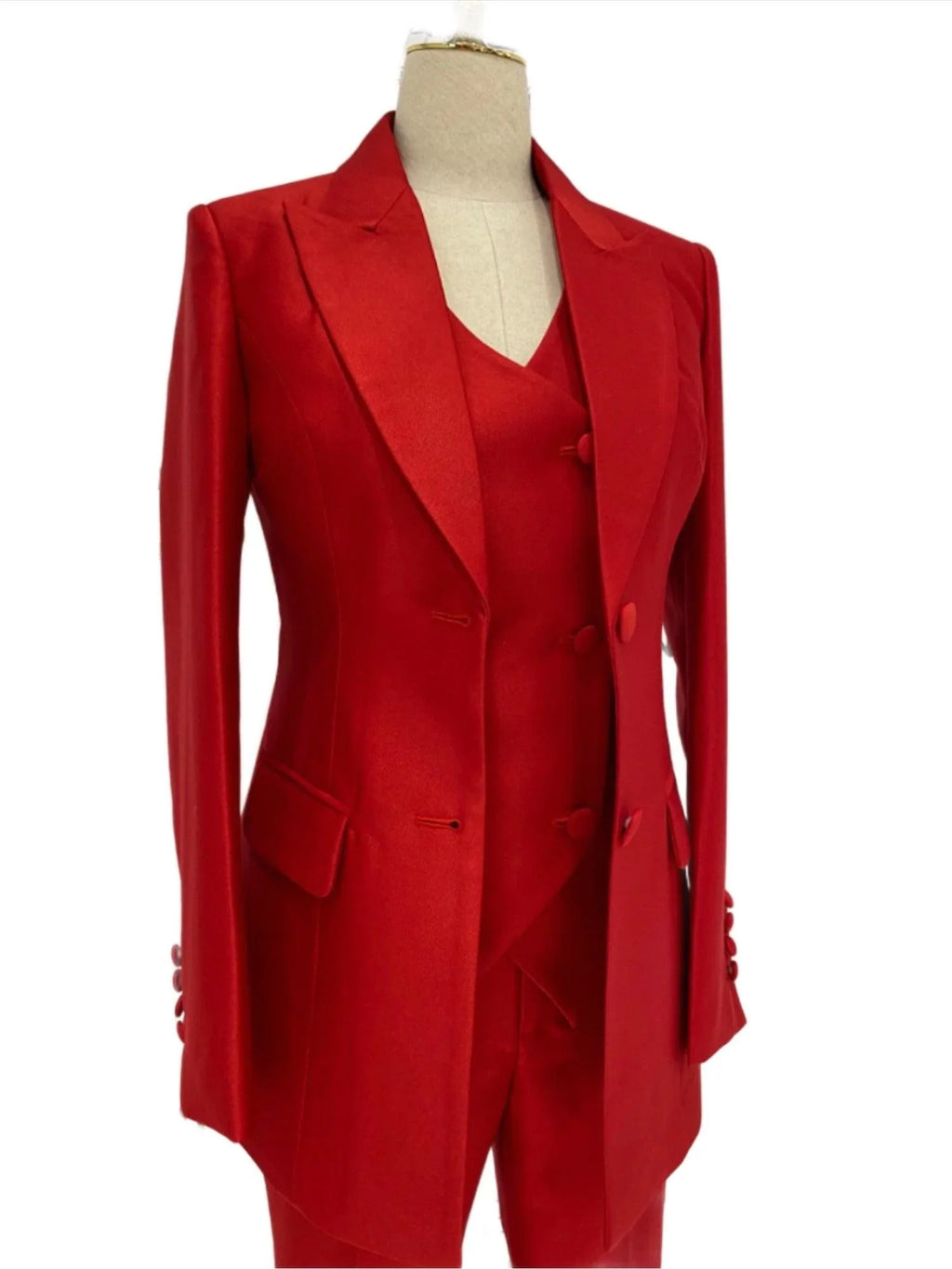 Chic Women's Pant Suit - Solid Single-Breasted