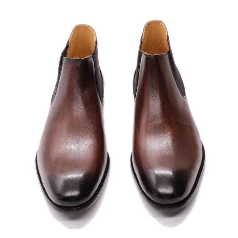 Renard Leather Ankle Dress Boots -Guocali