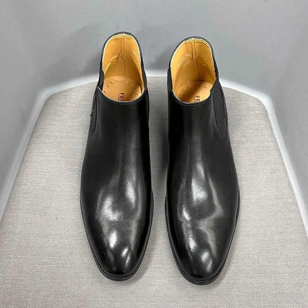 Renard Leather Ankle Dress Boots -Guocali