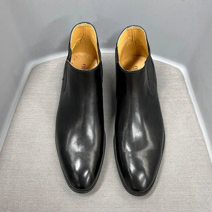 Renard Leather Ankle Dress Boots -Guocali