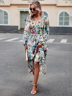 Resort V-Neck Long-Sleeved Summer Dress -Guocali