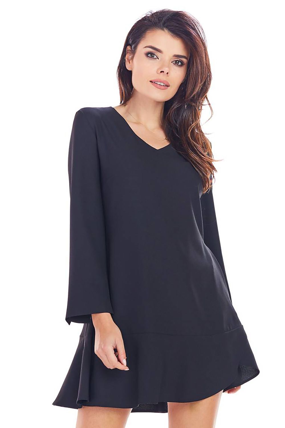 romantic solid v-neck long sleeves mini day dress – Daydress | GUOCALI – view 4