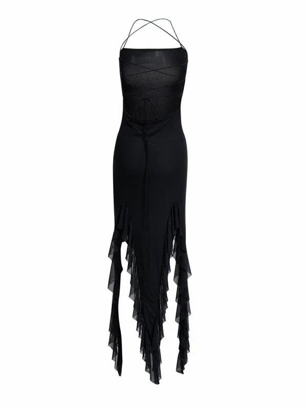 Ruffled Sexy Solid Color Slim Dress -Guocali