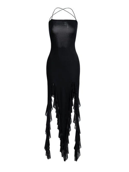 Ruffled Sexy Solid Color Slim Dress -Guocali