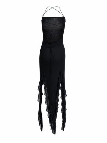 Ruffled Sexy Solid Color Slim Dress -Guocali