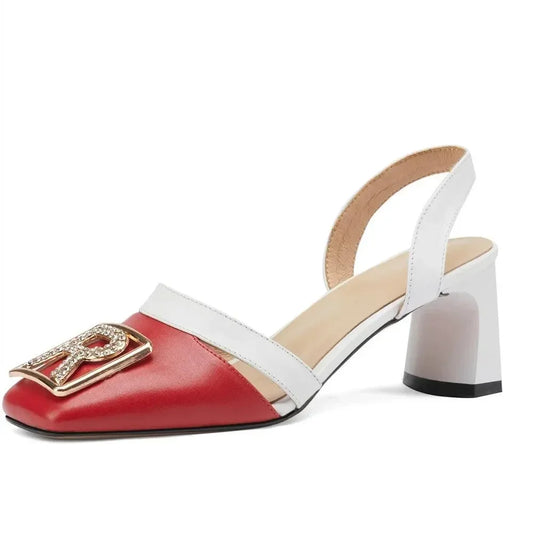 Sandals Luxury Women Sandals Leather Heels -Guocali