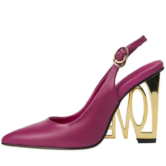 Sandals Women Sandals Leather Love Slingbacks -Guocali