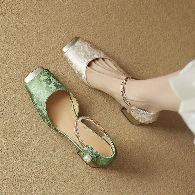 Sandals Women Sandals Leather Square Toe -Guocali