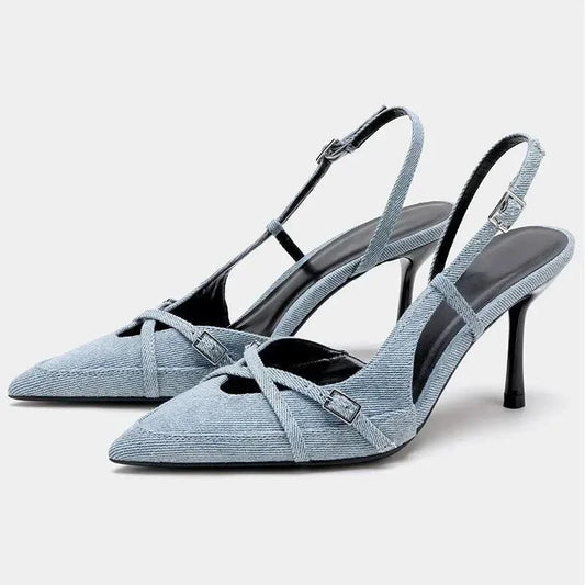Sandals Women Sandals Summer Heels Pointed Toe -Guocali