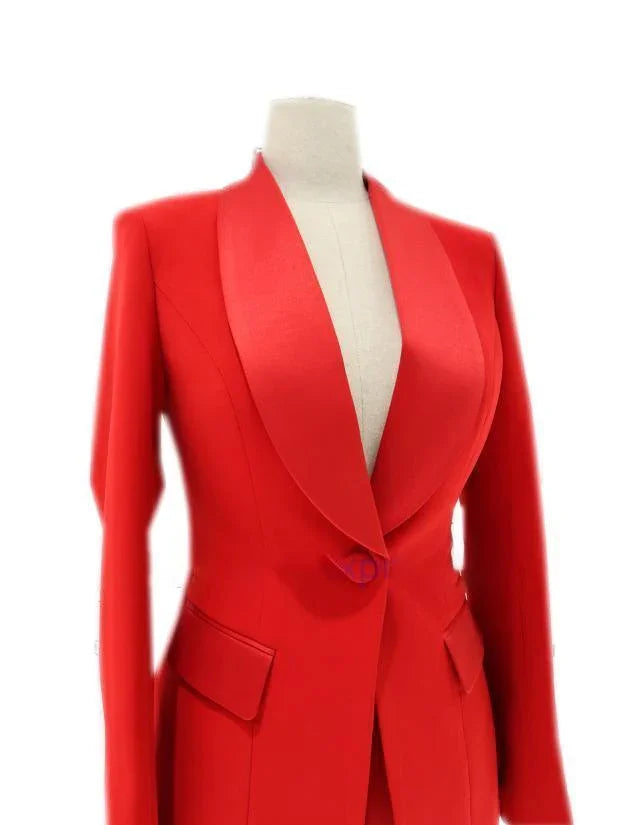 Satin Lapel Collar Pant Suit - Women Trouser Suits - Trouser Suit -Guocali