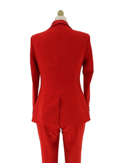 Satin Lapel Collar Pant Suit - Women Trouser Suits - Trouser Suit -Guocali