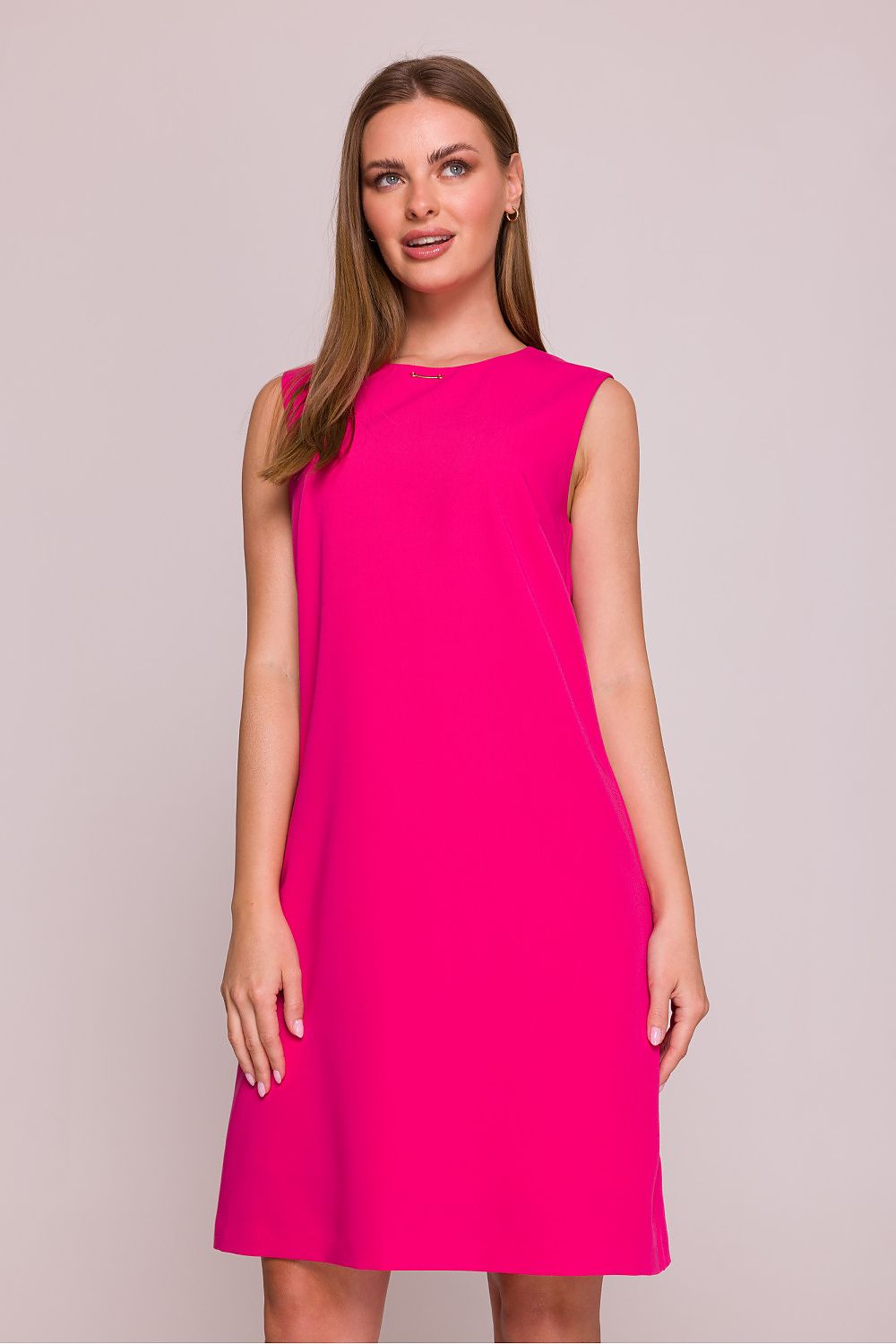 Satin Mini Dress – Round Neck, A-Line – Daydress | GUOCALI